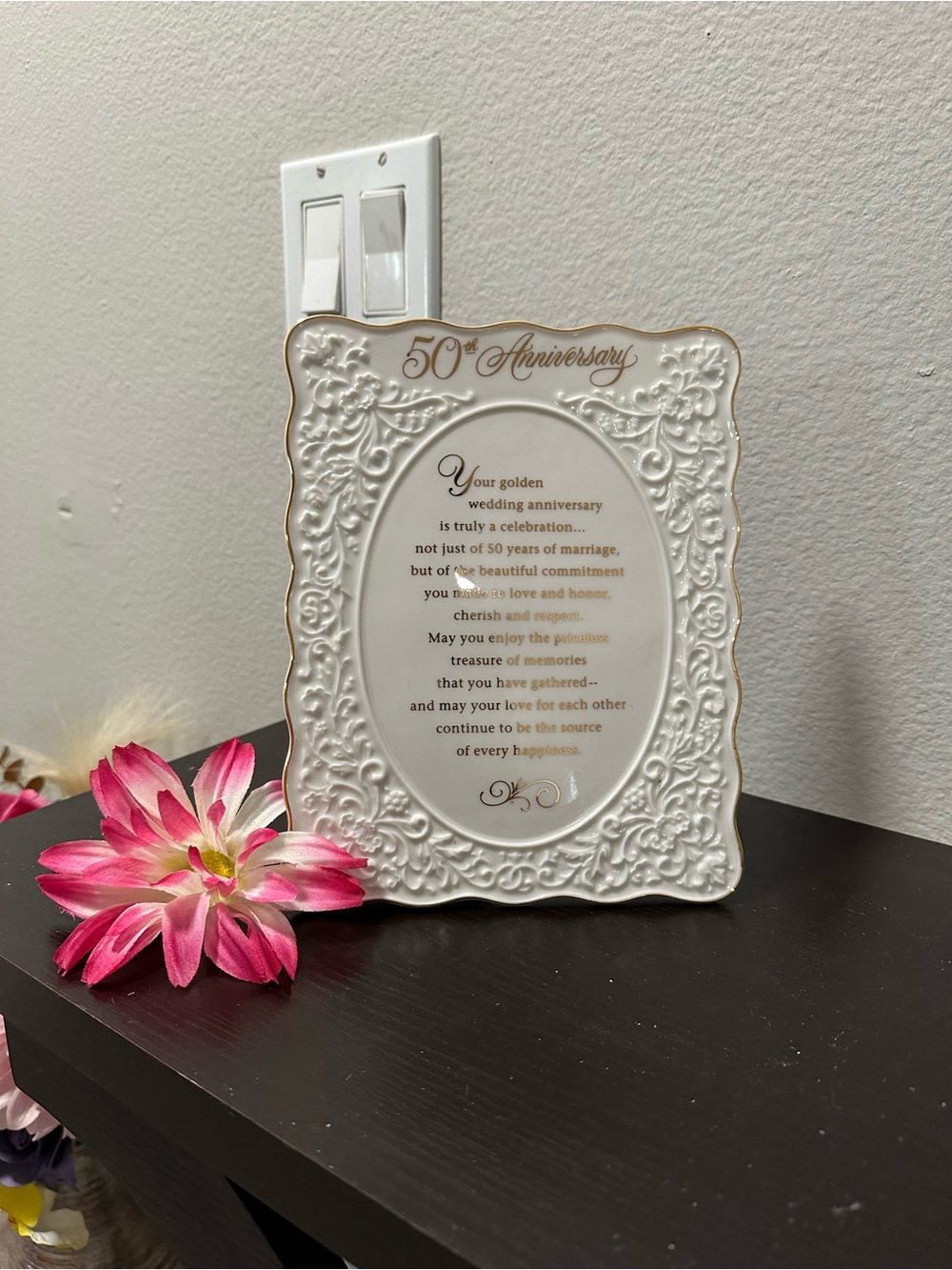 50th Anniversary White and Gold Decorative Photo Frame